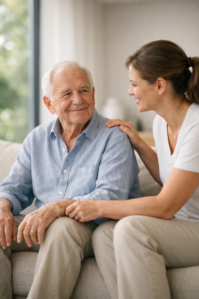 Pflegekraft bei der einfühlsamen Grundpflege